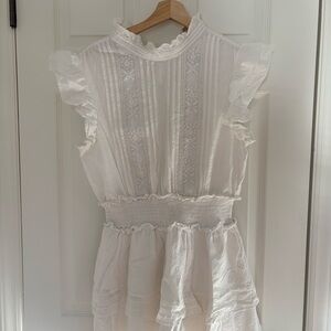 Cleobella Ivory Ruffle-Trim Mini Dress